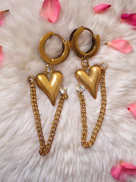 Amour Dangle Heart Earrings